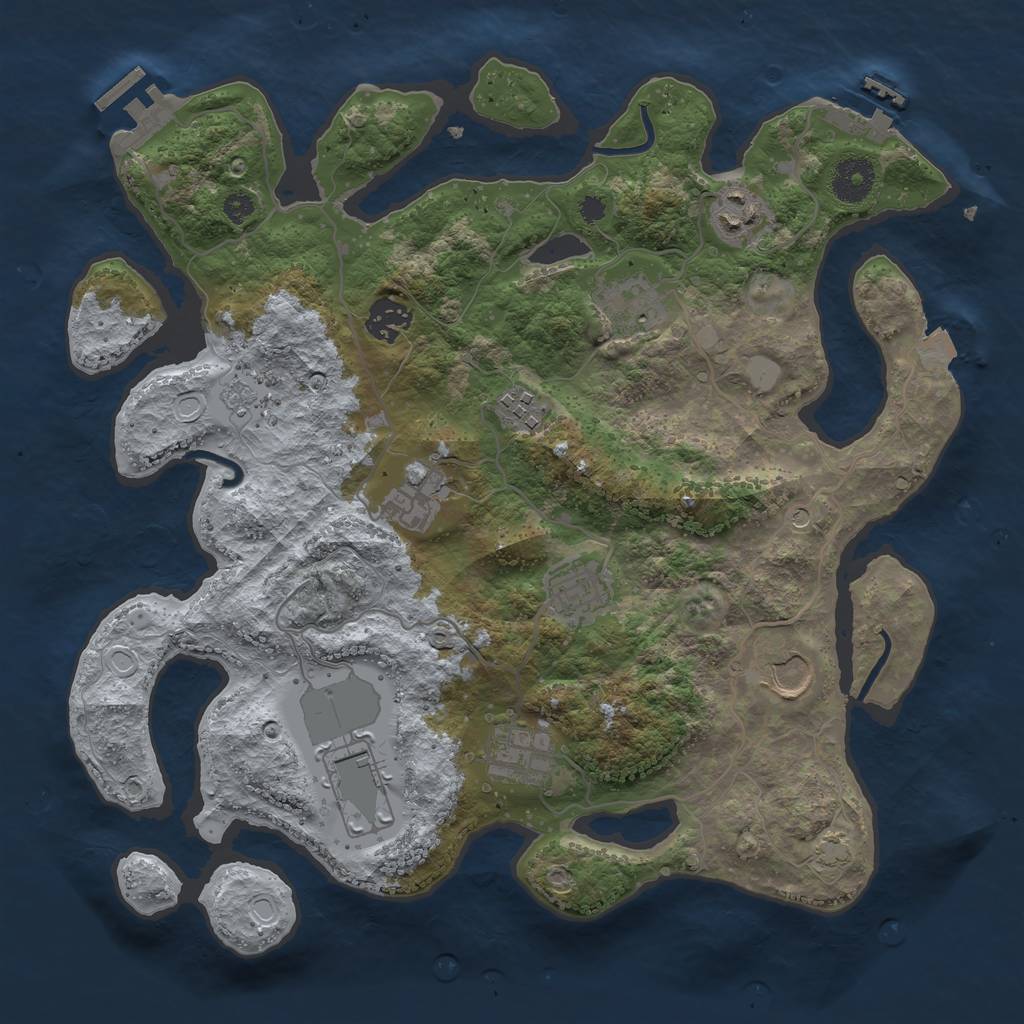 Rust Map: Procedural Map, Size: 3500, Seed: 23033959, 17 Monuments