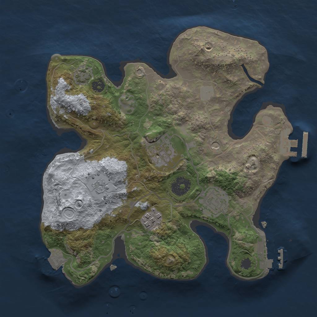 Rust Map: Procedural Map, Size: 2500, Seed: 1969345915, 11 Monuments