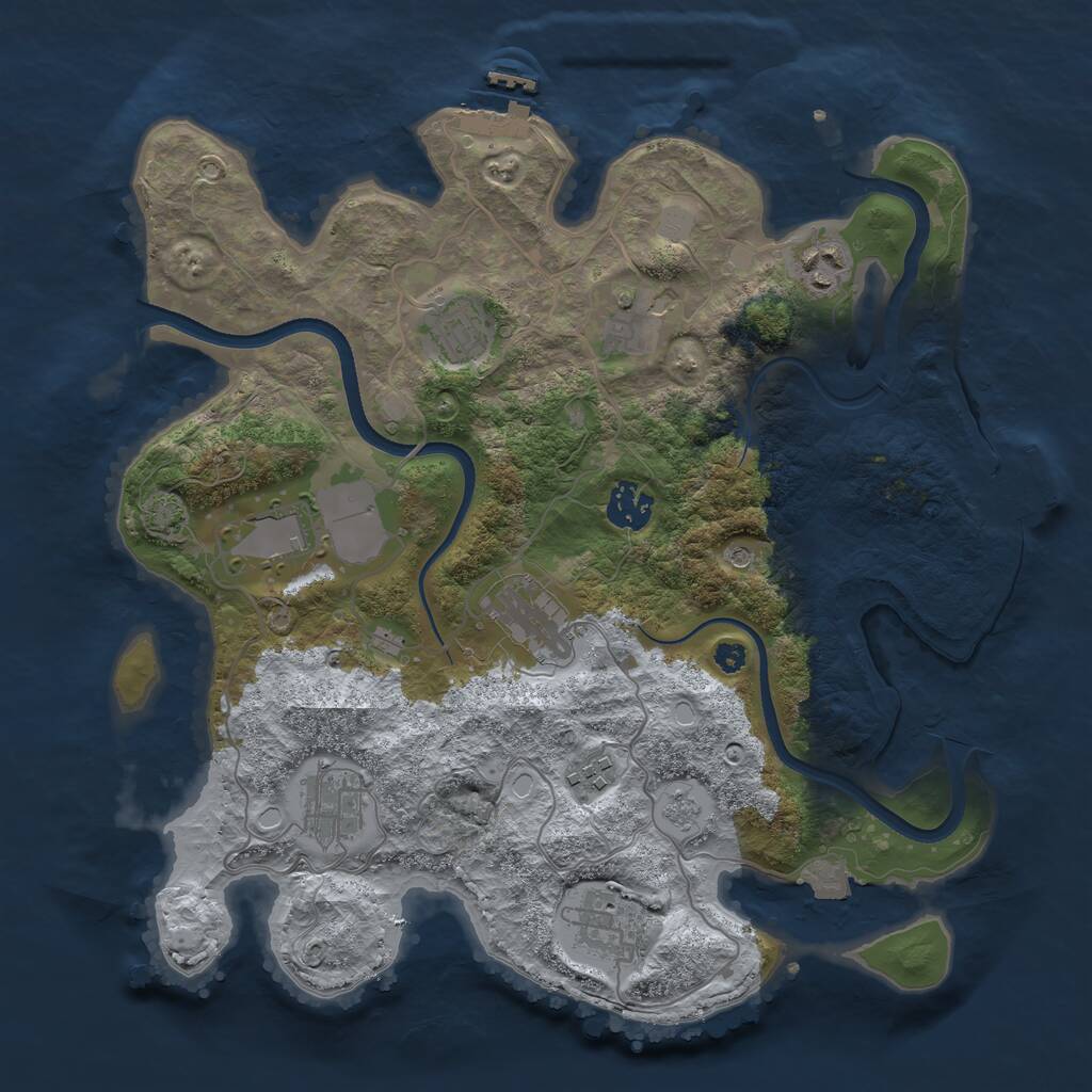 Rust Map: Procedural Map, Size: 3500, Seed: 984389321, 15 Monuments