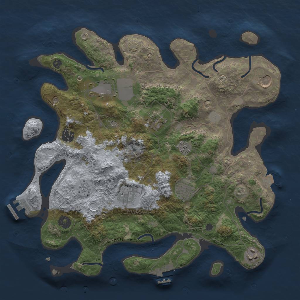 Rust Map: Procedural Map, Size: 3500, Seed: 2069002727, 16 Monuments