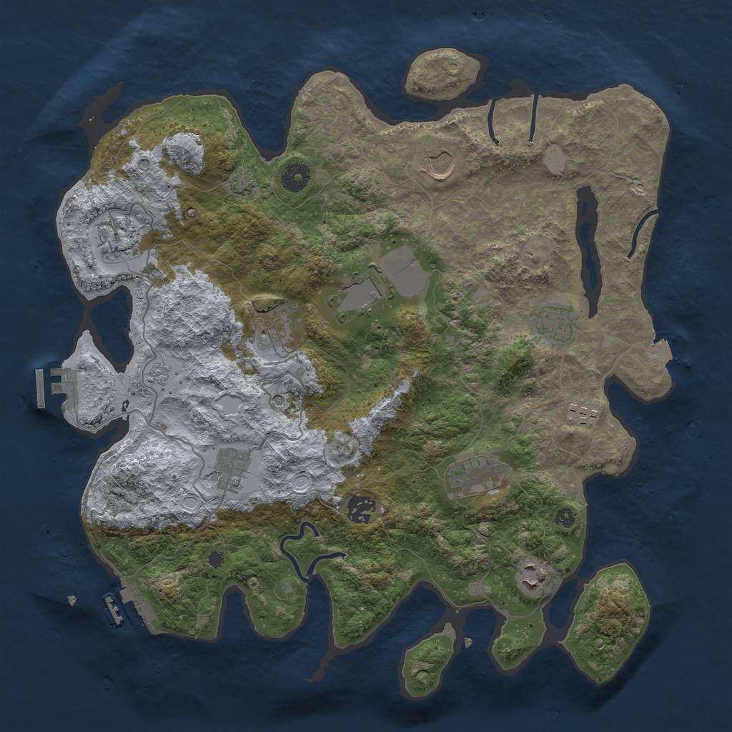 Rust Map: Procedural Map, Size: 3800, Seed: 1001826428, 18 Monuments