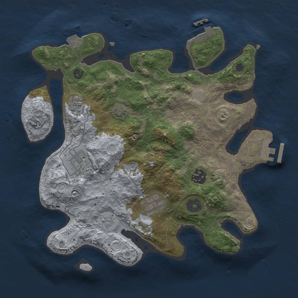 Rust Map: Procedural Map, Size: 3000, Seed: 91596322, 12 Monuments