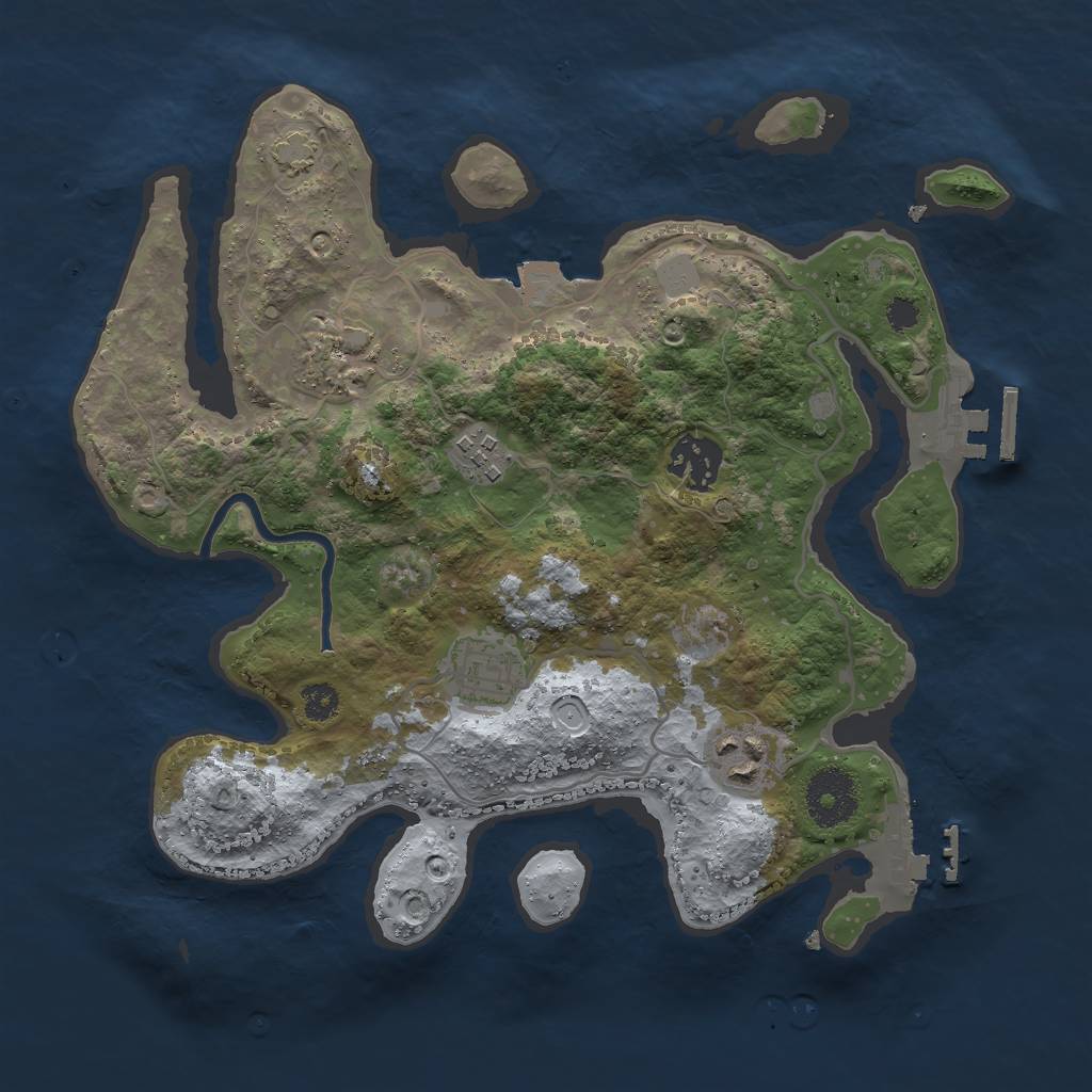 Rust Map: Procedural Map, Size: 3000, Seed: 684703786, 11 Monuments