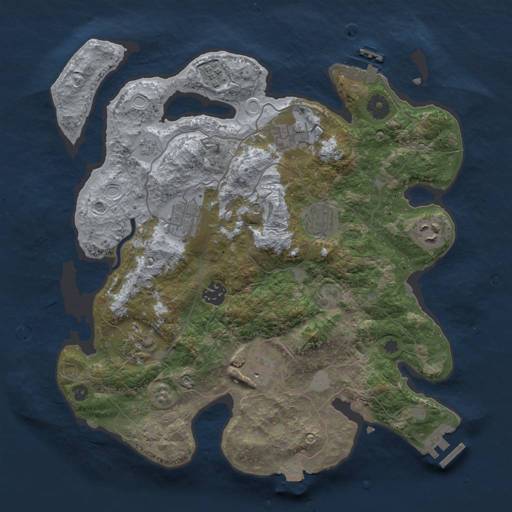 Rust Map: Procedural Map, Size: 3300, Seed: 72640653, 16 Monuments
