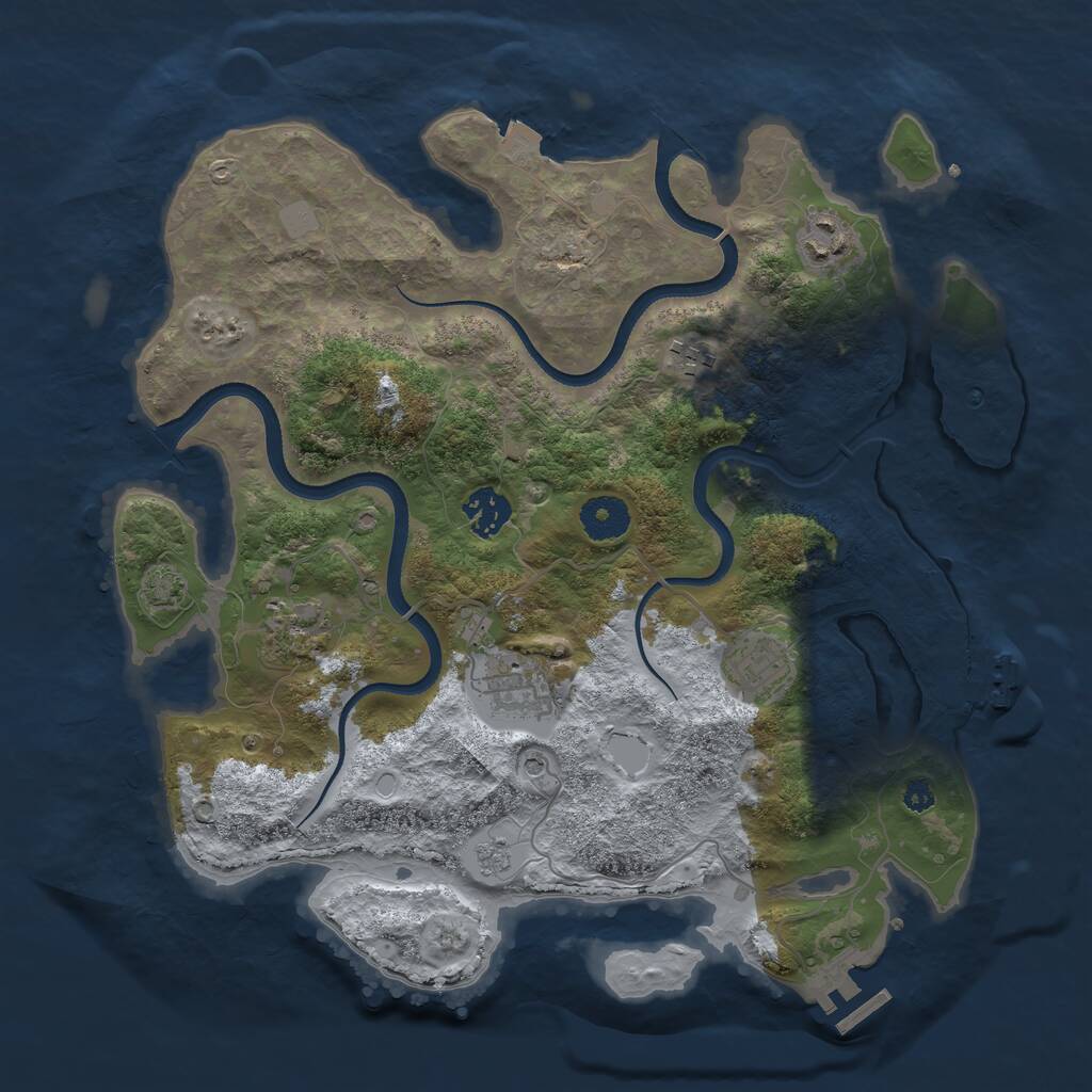 Rust Map: Procedural Map, Size: 3500, Seed: 24203, 12 Monuments