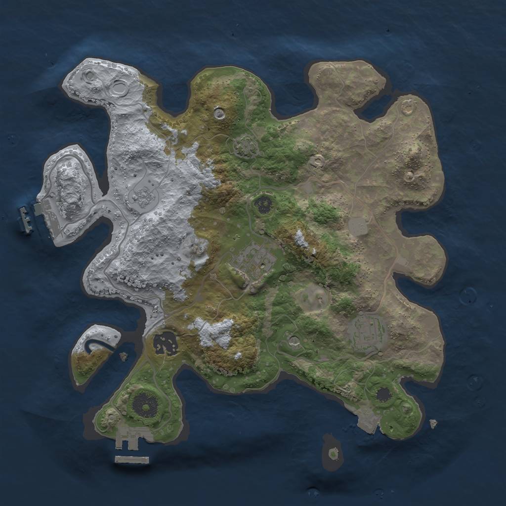 Rust Map: Procedural Map, Size: 3000, Seed: 8140243, 11 Monuments