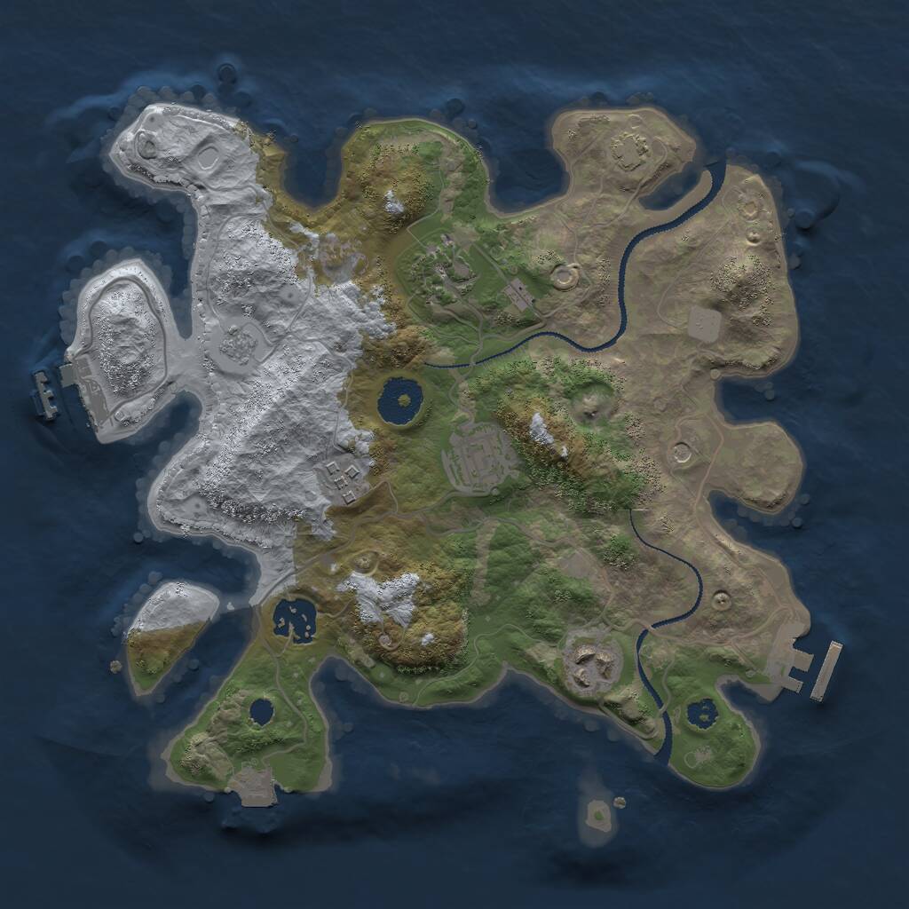 Rust Map: Procedural Map, Size: 3000, Seed: 8140243, 11 Monuments