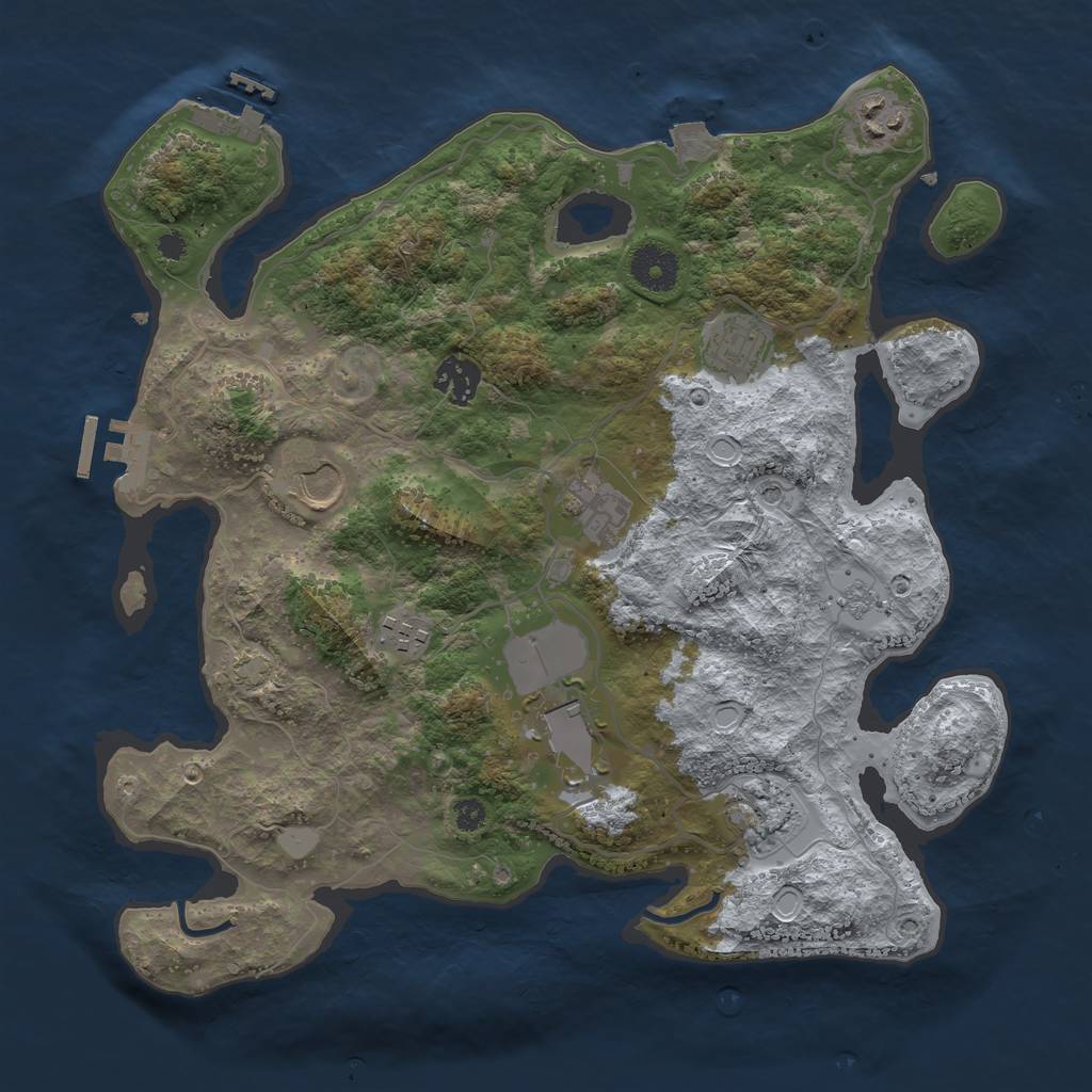 Rust Map: Procedural Map, Size: 3500, Seed: 8723456, 16 Monuments