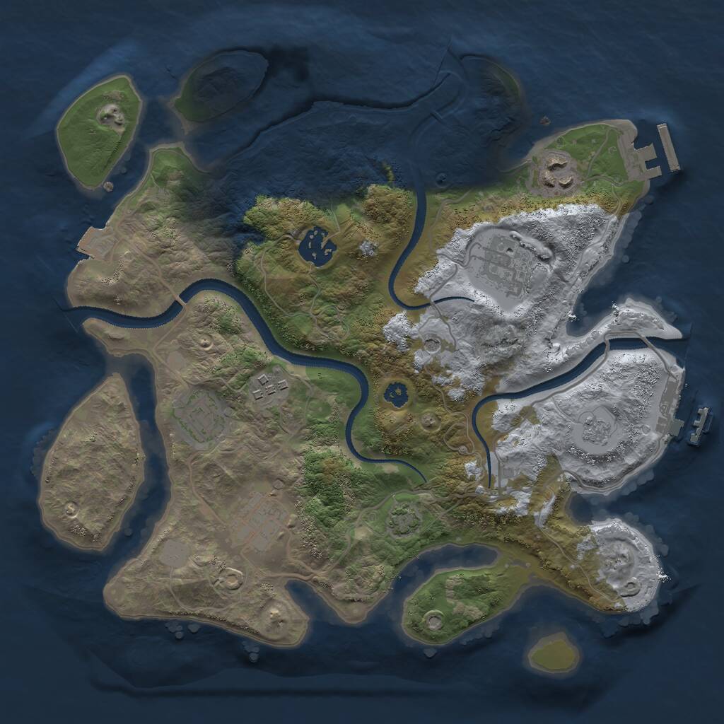 Rust Map: Procedural Map, Size: 3000, Seed: 2144961687, 12 Monuments