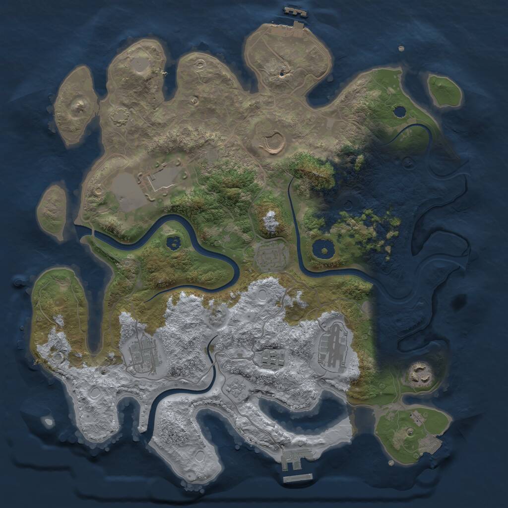 Rust Map: Procedural Map, Size: 3500, Seed: 44490816, 13 Monuments