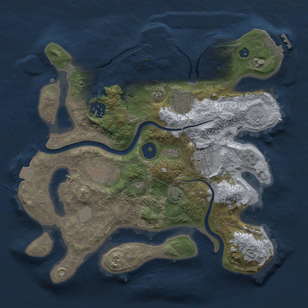 Rust Map: Procedural Map, Size: 3000, Seed: 74591, 11 Monuments