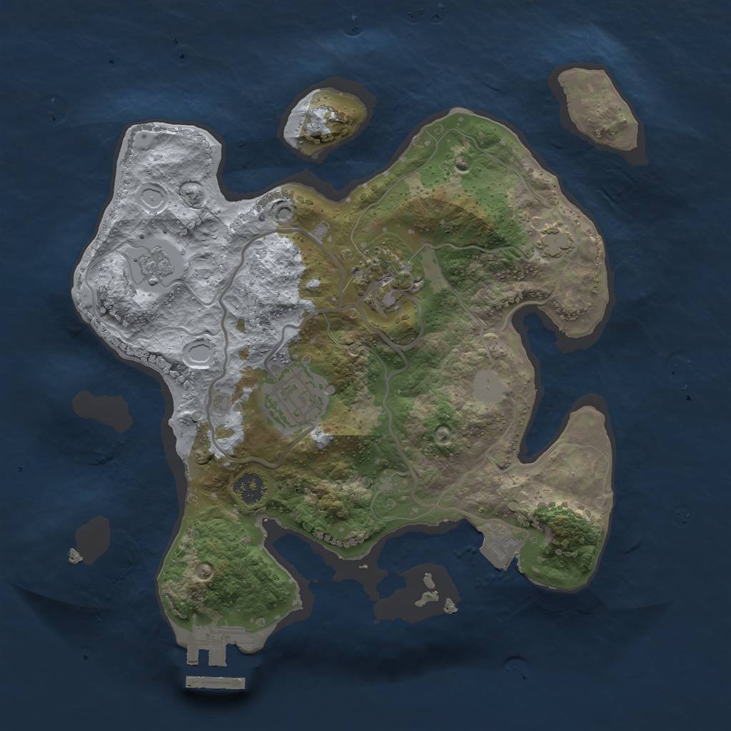 Rust Map: Procedural Map, Size: 2500, Seed: 66342, 8 Monuments