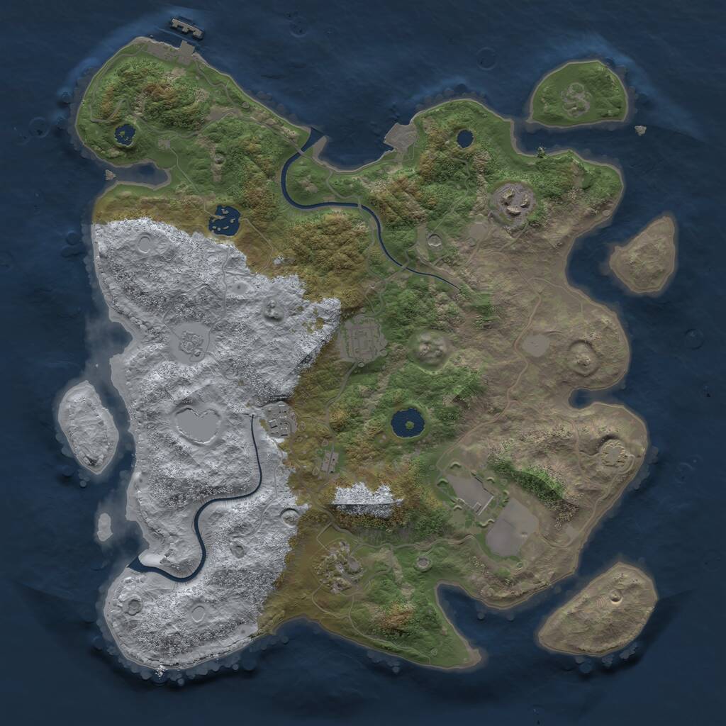 Rust Map: Procedural Map, Size: 3500, Seed: 3746634, 11 Monuments