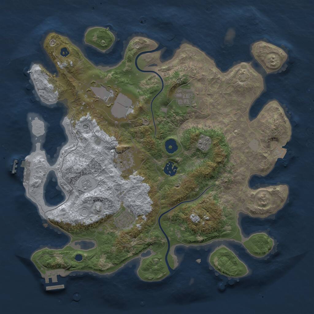 Rust Map: Procedural Map, Size: 3500, Seed: 1756442355, 12 Monuments