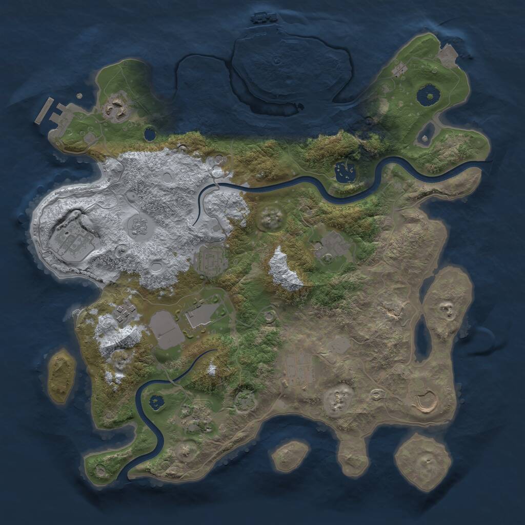 Rust Map: Procedural Map, Size: 3600, Seed: 2199, 16 Monuments