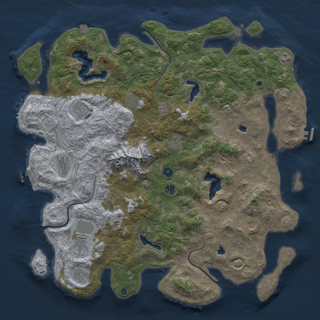 Rust Map: Procedural Map, Size: 5000, Seed: 919, 17 Monuments