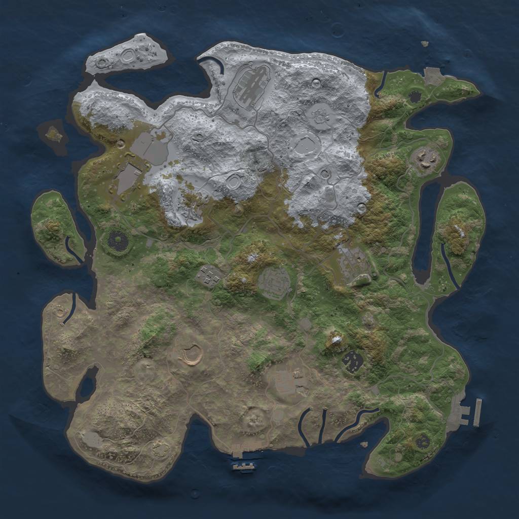 Rust Map: Procedural Map, Size: 3750, Seed: 1441, 18 Monuments