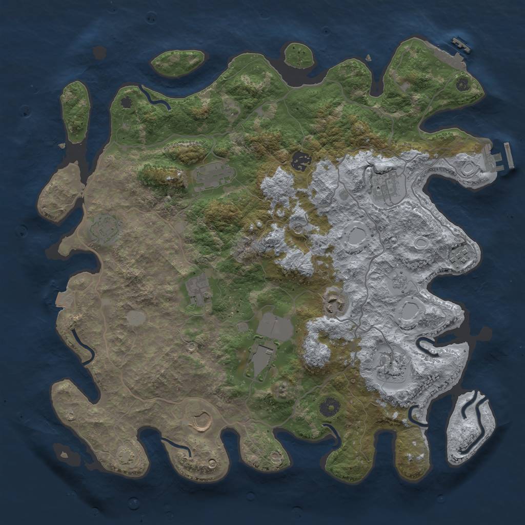 Rust Map: Procedural Map, Size: 4000, Seed: 1267207584, 18 Monuments