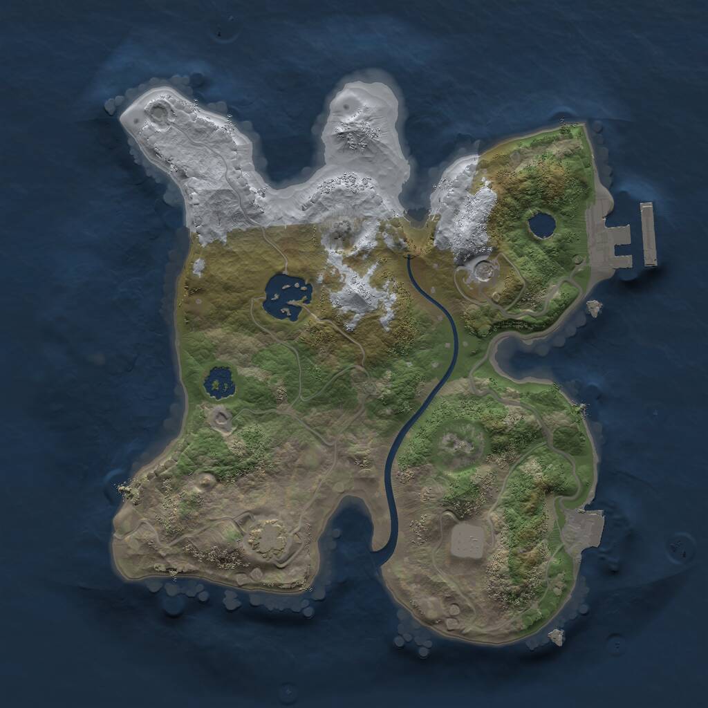 Rust Map: Procedural Map, Size: 2250, Seed: 2129645312, 5 Monuments