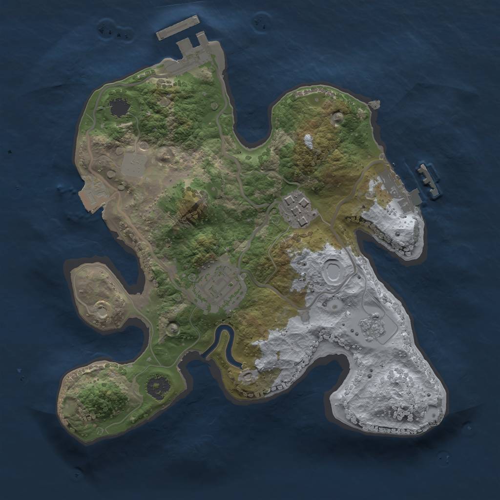 Rust Map: Procedural Map, Size: 2250, Seed: 1702722636, 8 Monuments