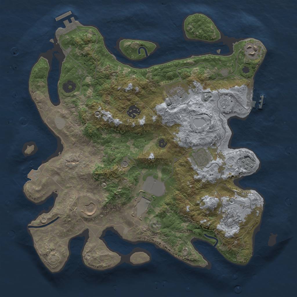 Rust Map: Procedural Map, Size: 3500, Seed: 872171443, 16 Monuments