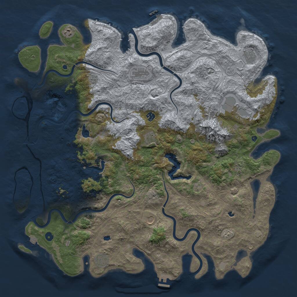 Rust Map: Procedural Map, Size: 5250, Seed: 662900475, 16 Monuments