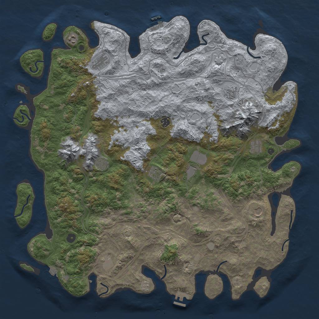 Rust Map: Procedural Map, Size: 5250, Seed: 662900475, 19 Monuments