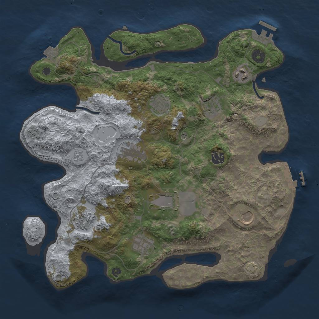 Rust Map: Procedural Map, Size: 3500, Seed: 1928486964, 18 Monuments