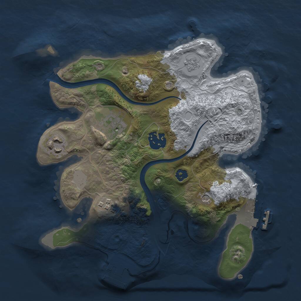 Rust Map: Procedural Map, Size: 2500, Seed: 521874930, 9 Monuments