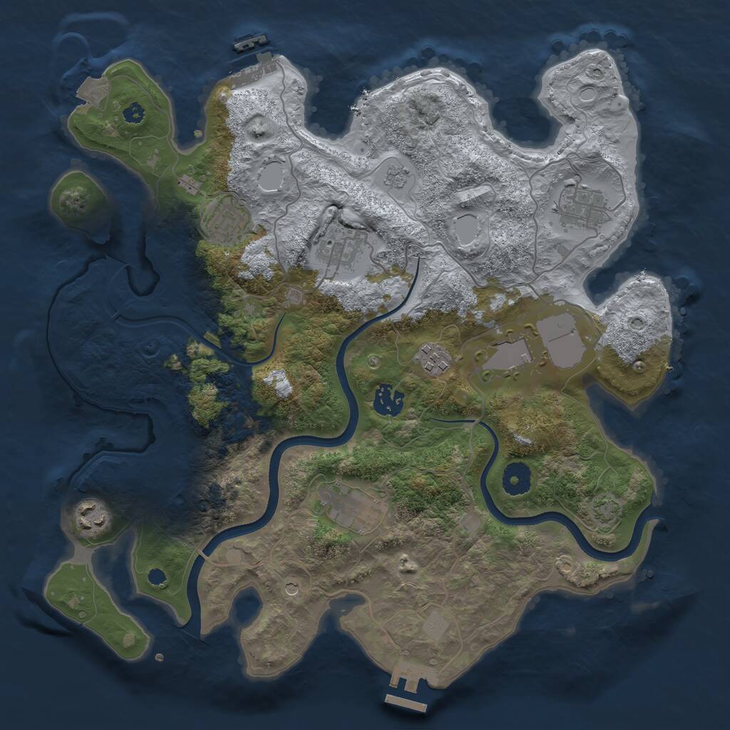 Rust Map: Procedural Map, Size: 3500, Seed: 399330296, 14 Monuments