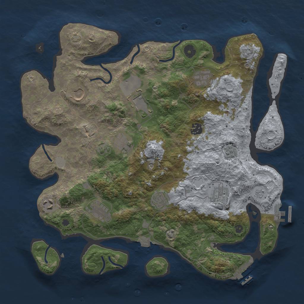 Rust Map: Procedural Map, Size: 3750, Seed: 1353310425, 18 Monuments