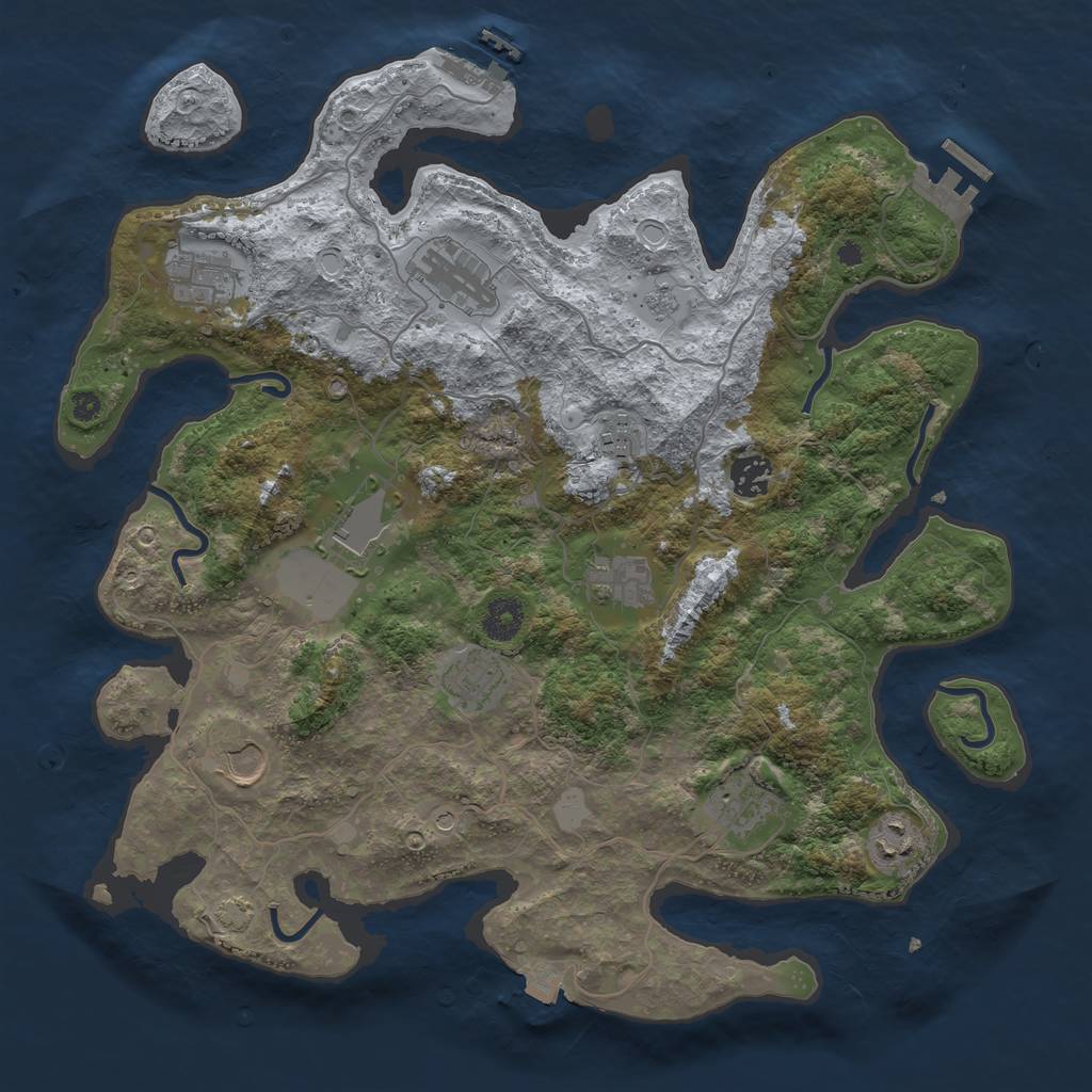 Rust Map: Procedural Map, Size: 3800, Seed: 71932, 18 Monuments