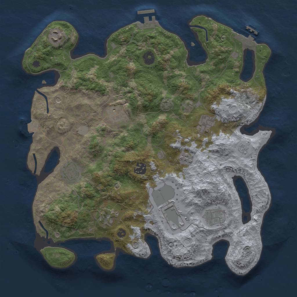 Rust Map: Procedural Map, Size: 3500, Seed: 1438615267, 17 Monuments