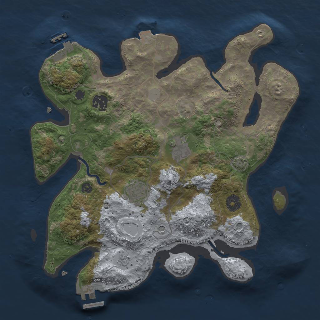 Rust Map: Procedural Map, Size: 3000, Seed: 1092182206, 11 Monuments