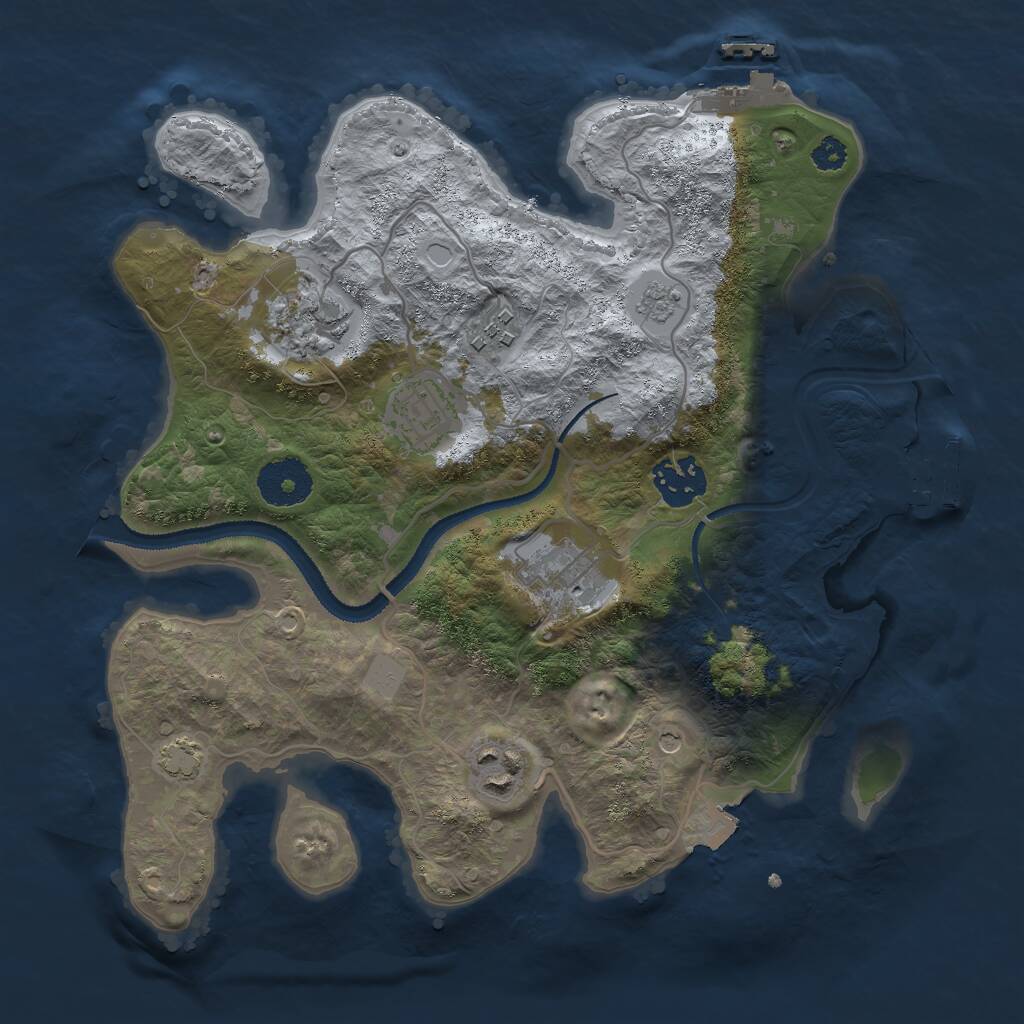 Rust Map: Procedural Map, Size: 3000, Seed: 9592, 12 Monuments