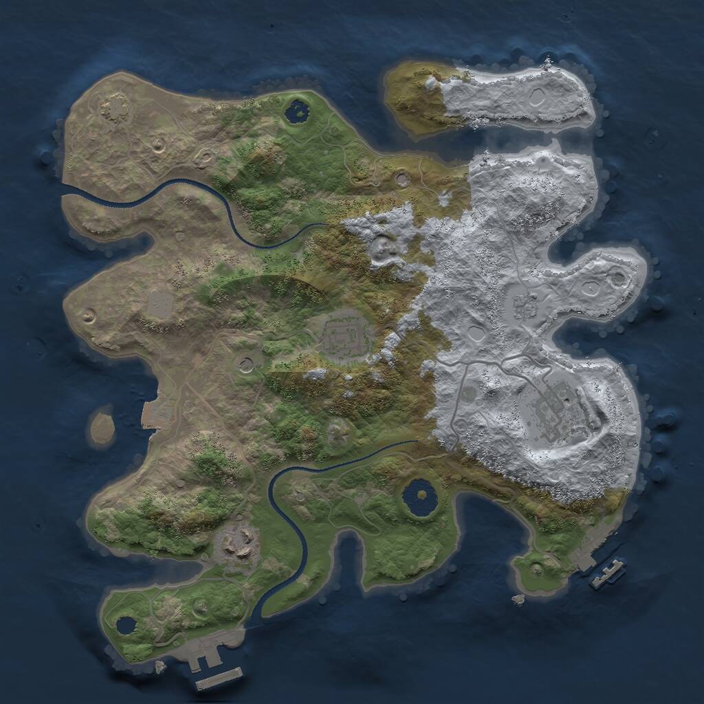 Rust Map: Procedural Map, Size: 3000, Seed: 1216074095, 9 Monuments