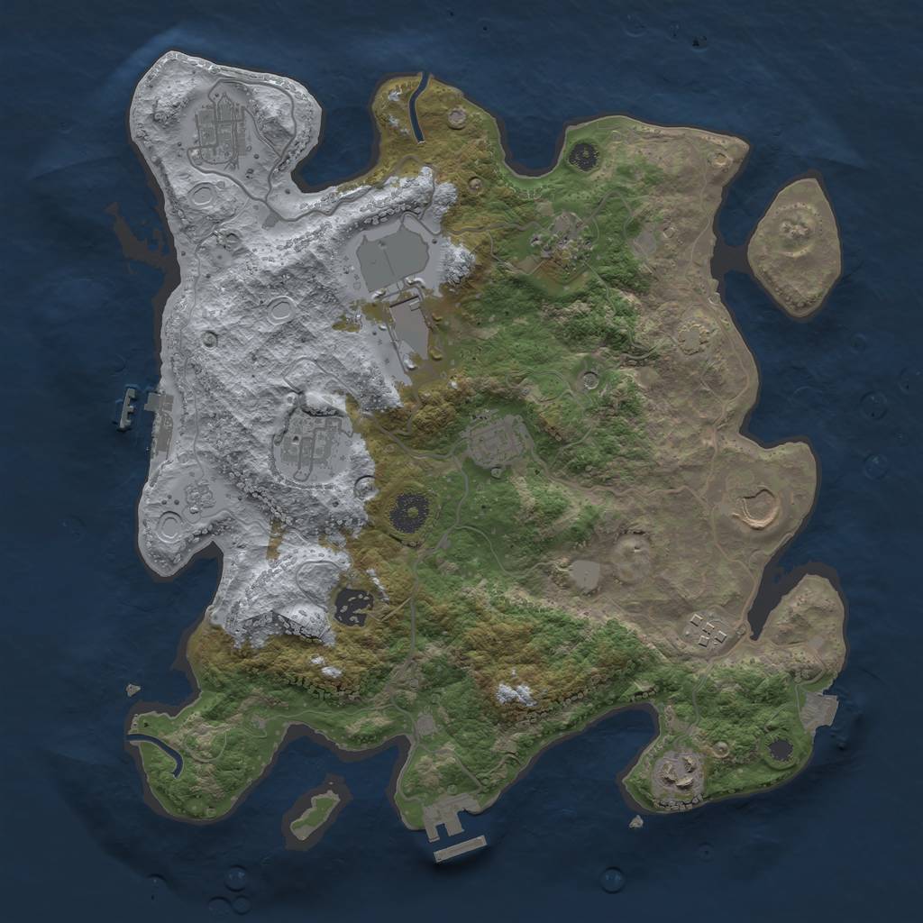 Rust Map: Procedural Map, Size: 3500, Seed: 906202836, 17 Monuments