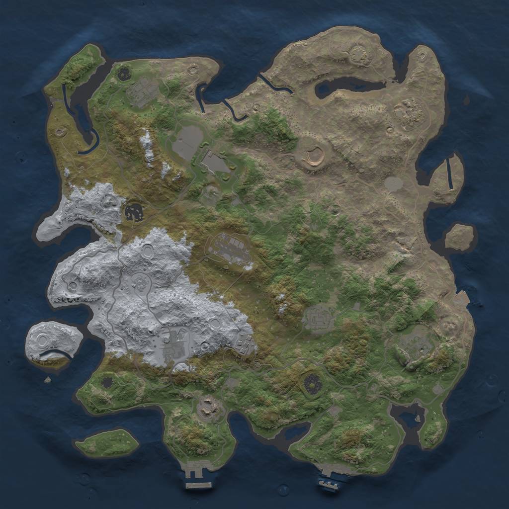 Rust Map: Procedural Map, Size: 4000, Seed: 1284919096, 19 Monuments