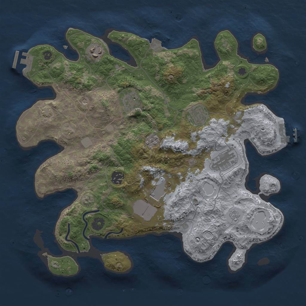 Rust Map: Procedural Map, Size: 3500, Seed: 220458635, 15 Monuments