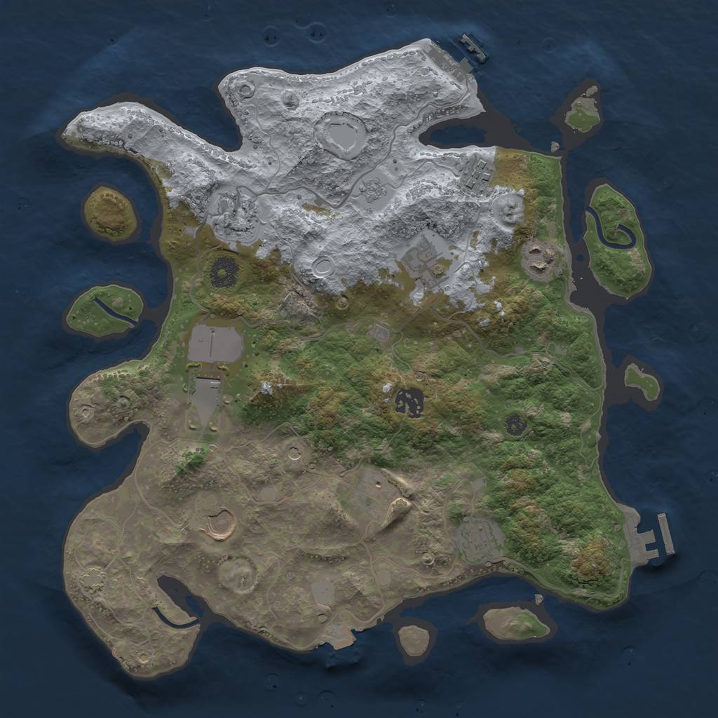 Rust Map: Procedural Map, Size: 3500, Seed: 1263873150, 17 Monuments