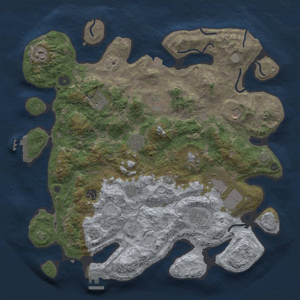 Rust Map: Procedural Map, Size: 4000, Seed: 51233524, 19 Monuments