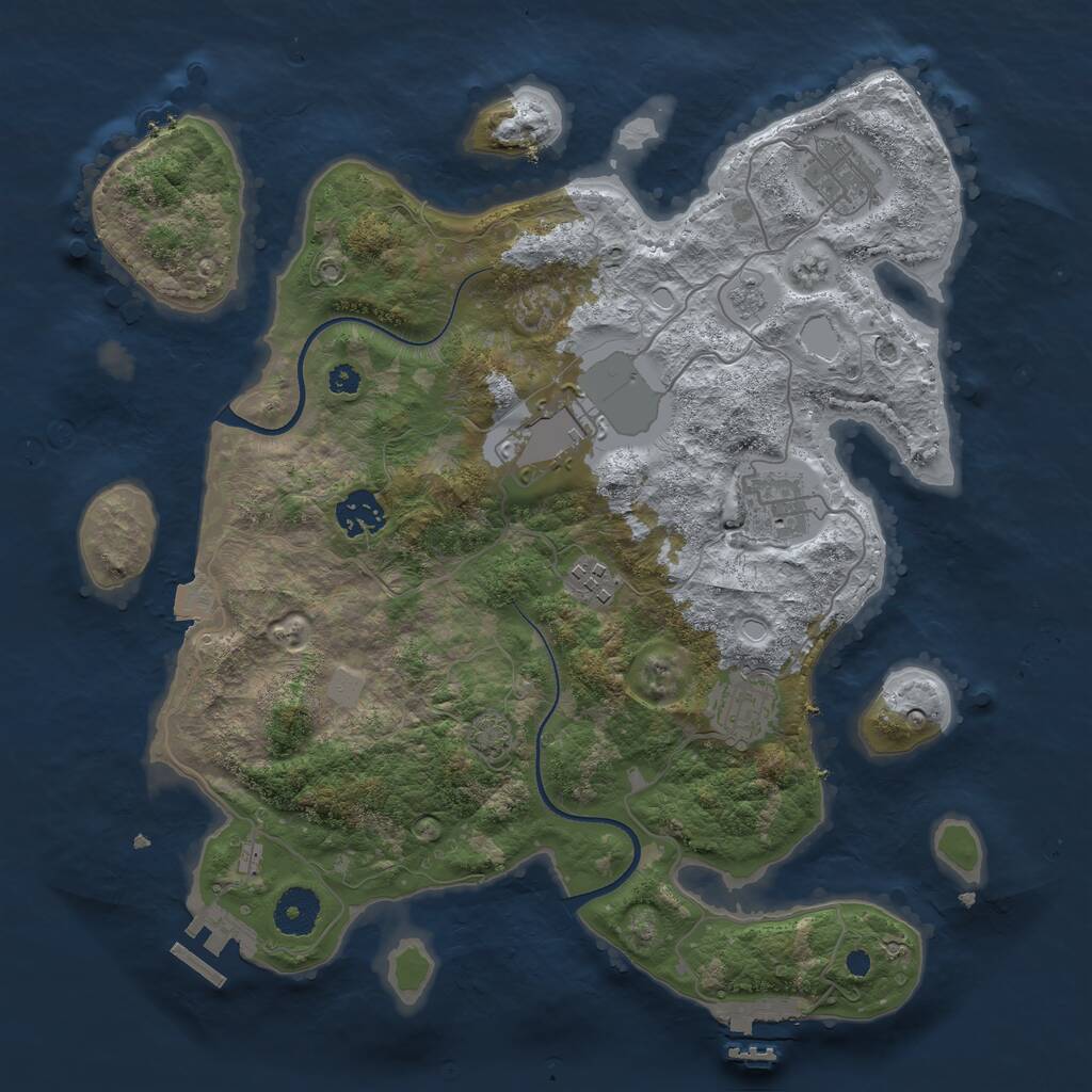 Rust Map: Procedural Map, Size: 3500, Seed: 2000236863, 11 Monuments