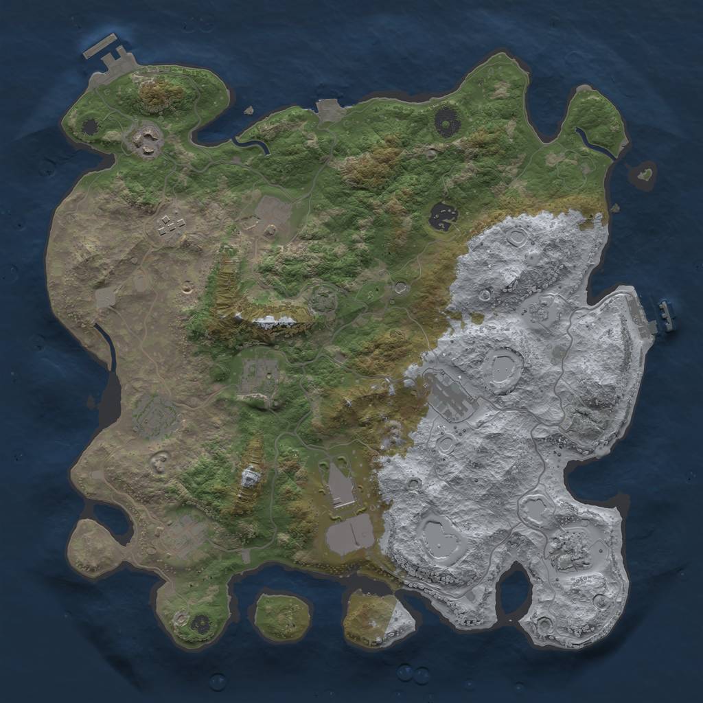 Rust Map: Procedural Map, Size: 3800, Seed: 931699492, 18 Monuments