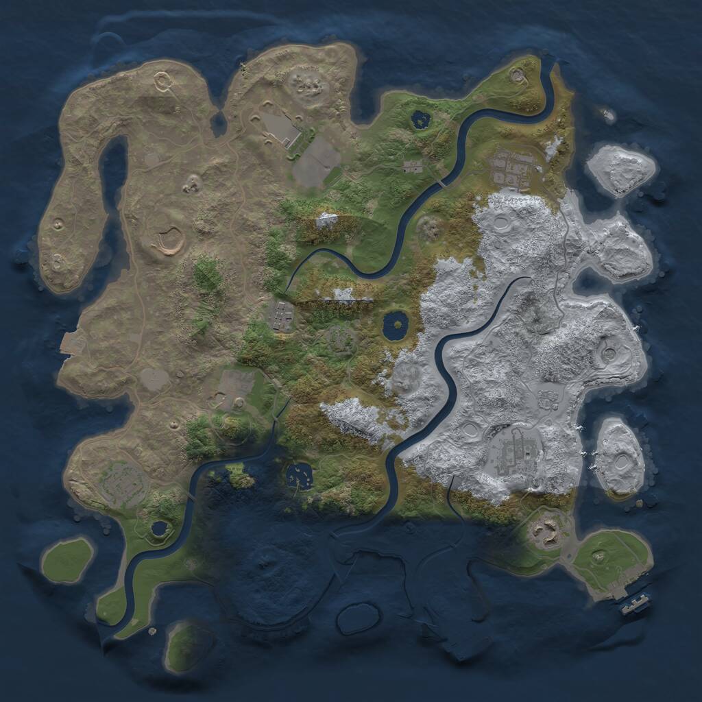 Rust Map: Procedural Map, Size: 3750, Seed: 799290719, 15 Monuments