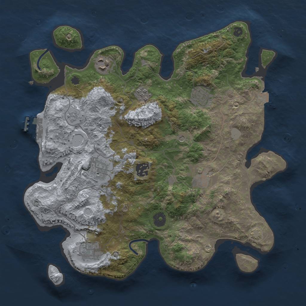 Rust Map: Procedural Map, Size: 3300, Seed: 18545, 14 Monuments