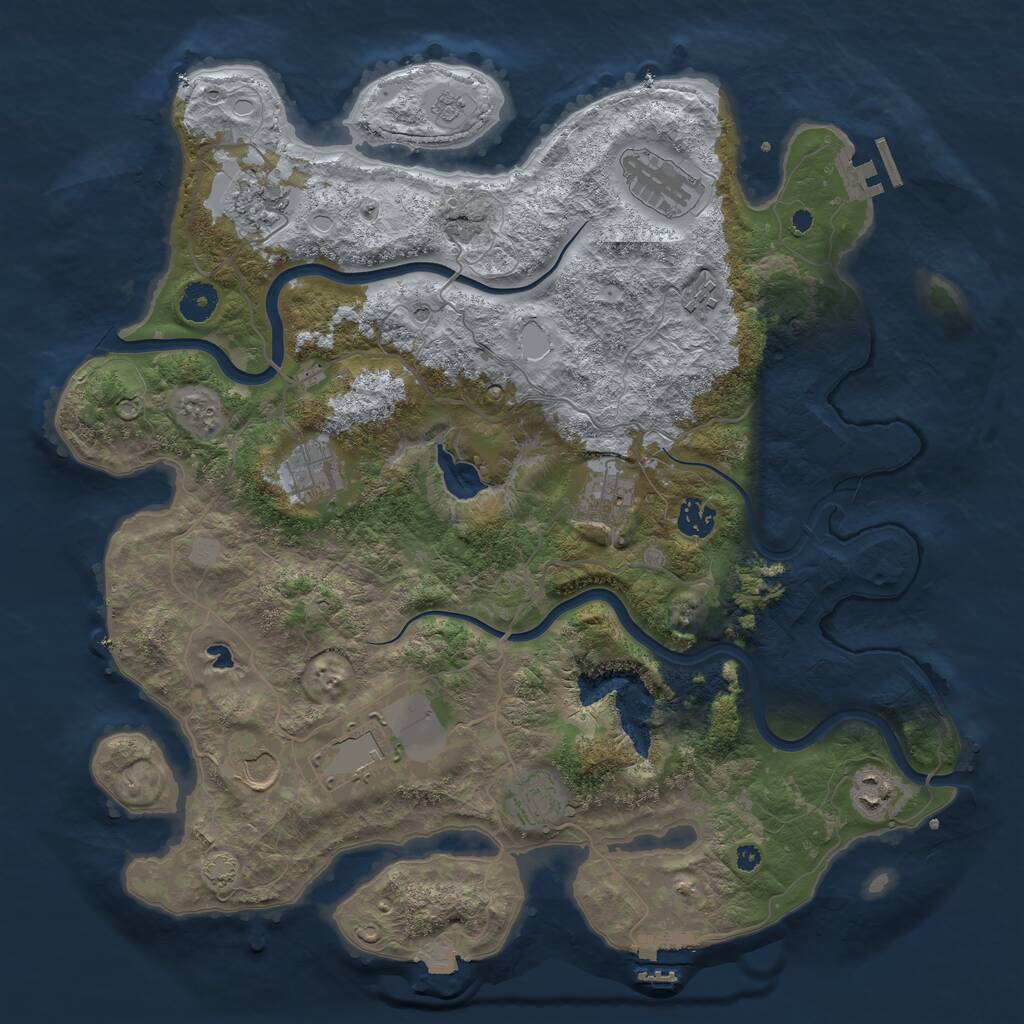 Rust Map: Procedural Map, Size: 4000, Seed: 52835255, 16 Monuments