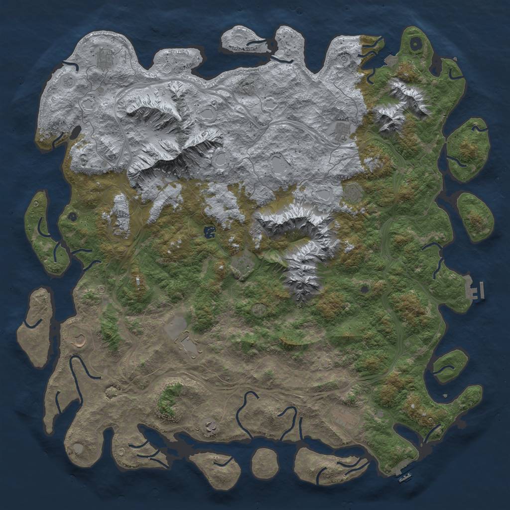 Rust Map: Procedural Map, Size: 6000, Seed: 1950, 19 Monuments