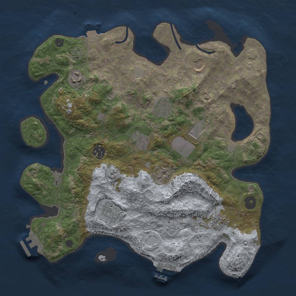 Rust Map: Procedural Map, Size: 3500, Seed: 134800370, 16 Monuments