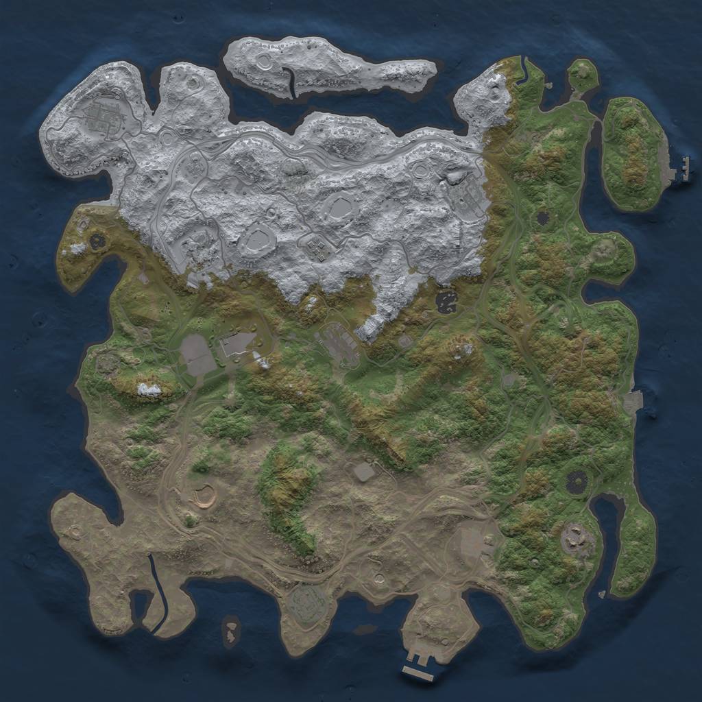 Rust Map: Procedural Map, Size: 4500, Seed: 608449097, 19 Monuments