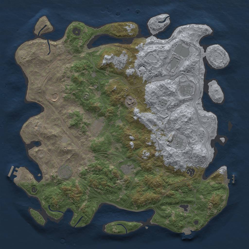 Rust Map: Procedural Map, Size: 4500, Seed: 7389764, 19 Monuments